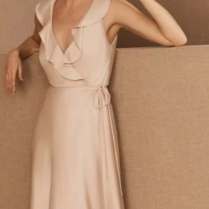 BHLDN Tansy Satin Maxi Dress- Blush- Size 0